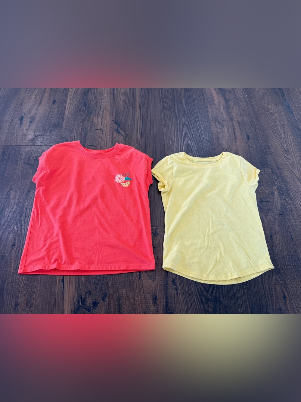 wonder nation Coral Red & Lemon Yellow Short Sleeve Kids Tees
